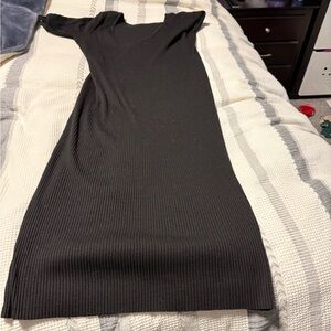 H&M Elegant Black Ribbed Long Sleeve Dress